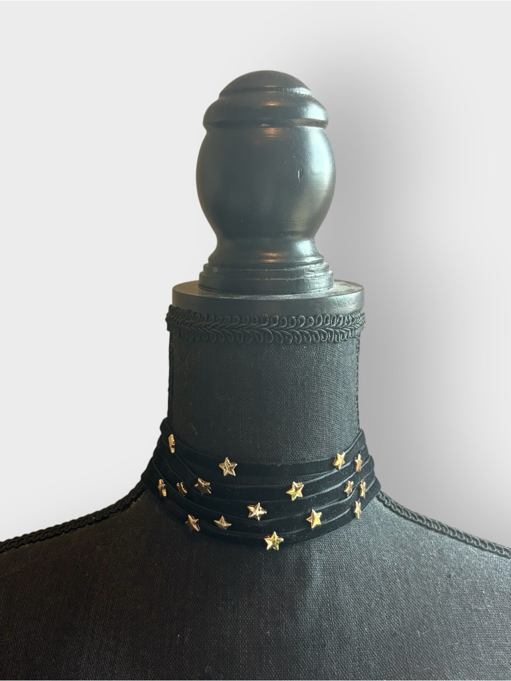 Black Velvet Gold Star Layered Choker - Multi-Strand